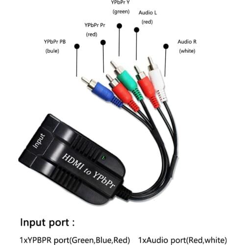 HDMI to Scaler YPbPr Converter Adapter HDMI to Scaler Component Video YPbPr 5RCA RGB Converter Adapter with Audio R/L Output