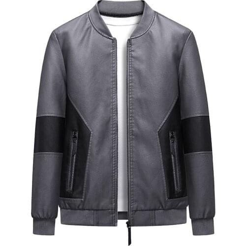 Mens Leather Jacket Patchwork Motorcycle Jacket Leather Jacket Fashion Trend Rider Zip Jacket Casual Street Windbreaker 6XL 8XL