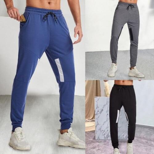 2021 Mens Track Pants Long Trousers Tracksuit Pants Double Pockets Breathable Polyester Men Joggers Track Trousers for Running