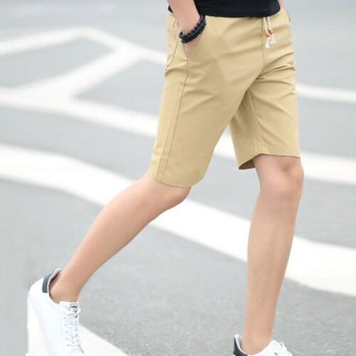 Men Baggy Beach Shorts Pockets Cargo Cotton Solid Short Trousers