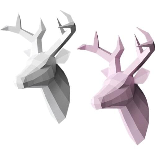 Wall Art Sculpture Deer Head Wall Decor Paper Sculpture Kit Decoration Antlers Papercraft Animal Trophy