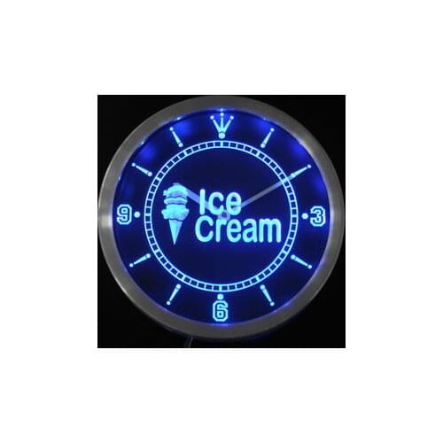 Nc0276 Ice Cream Shop Neon Light Signs LED Wall Clock