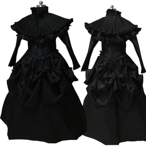2020 New black Vintage costumes 18th Duchess Retro medieval Renaissance Reenactment Theatre Civil war Victorian dress D-555