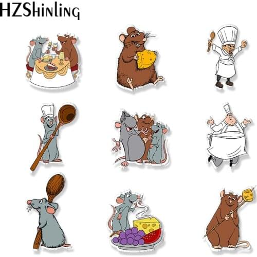 2021 New Cartoon Ratatouille Remy Linguini Colette Anton Ego Skinner Emile Django Characters Handcraft Epoxy Brooch Badge Pins