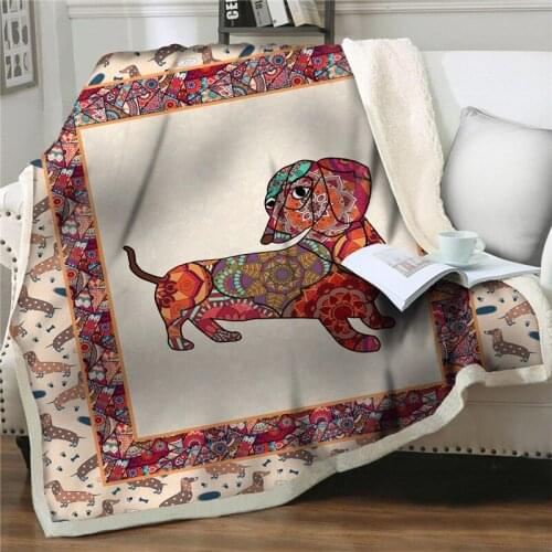 3D Lovely colorful Dachshund Funny Character Blankets Print Sherpa Blanket on Bed quilts Home Textiles bedding Dreamlike Blanket