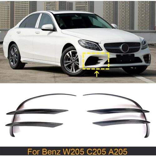 Carbon Fiber Front Bumper Canards for Mercedes-Benz C Class W205 C205 A205 C200 C300 2D 4D 2019 2020 Car Front Fins Canards