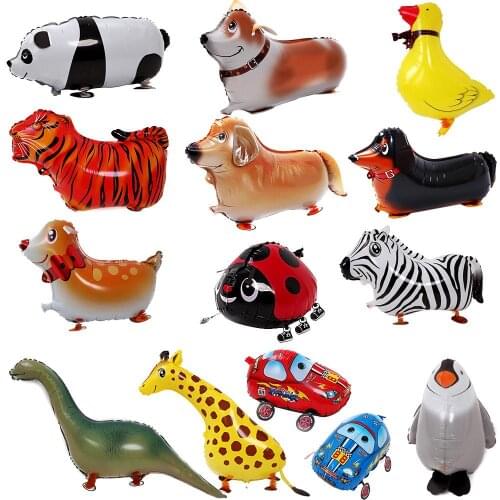 Various Mixed Walking animal balloons walking pet balloons 3D elephant panda cat zebra tiger duck foil ballons Party toys