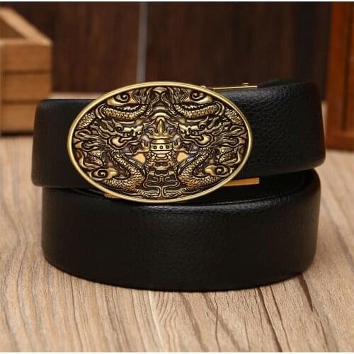 Mens leather belt solid color paint surface multi-style automatic buckle belt business casual versatile belt