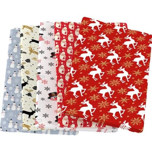 Happy New Year Christmas Tree Deer 100% Cotton Fabric For Tissue Kids home textile Sewing Quilting for Sewing Tilda Doll,c13785