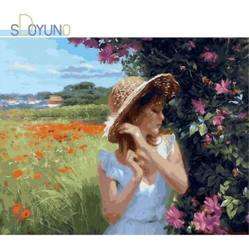 SDOYUNO DIY Paint By Numbers 60X75cm Oil Painting By Numbers On Canvas Figures Frameless Scenery Number Hand Painting Wall Art