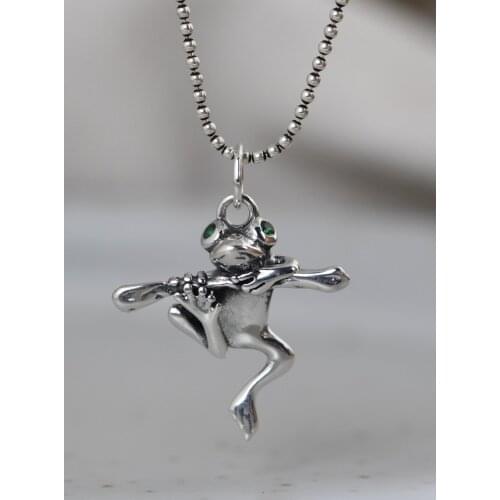 925 Sterling Silver Charm cute frog Pendant A5276