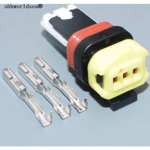 Shhworldsea 2/5/10/30/100sets 3 pin 0.6mm car female electric instrument wiring harness plug connector with terminals 1-936527-2