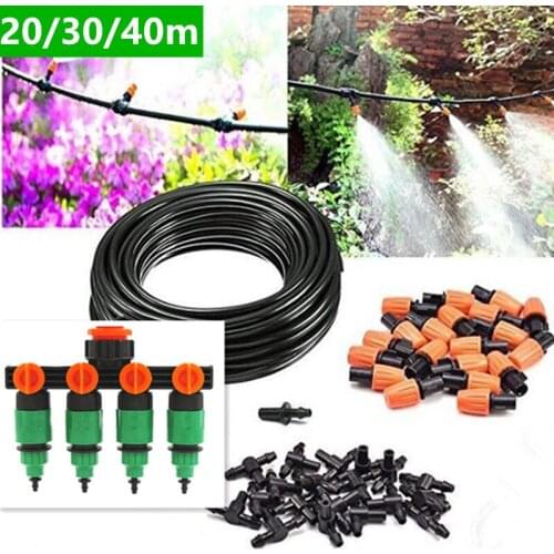 20/30/40m Garden Diy Automatic Watering Micro Irrigation System Garden Self Watering Kits Adjustable Dripper Spray Cooling
