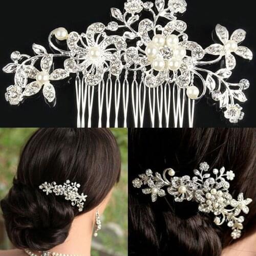 Bridal Hair Crystal Peals Hair Combs Wedding Hair Clips Accessories Jewelry Handmade Women Hair Ornaments Headpieces #T5P