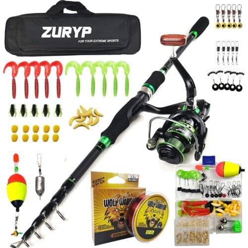 ZURYP 1.8m-2.7m Telescopic Fishing Rod Reels rod Combo Fishing Reel Pole Lure Line Bag Sets full Kit Travel Fishing Tackle