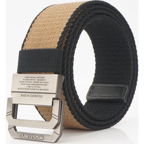 Canvas Casual Versatile Men Belt Double Metal Buckle Belts Weave Thicken Nylon Cowboy Pants Belt Outdoor Sport Waistband Hunting