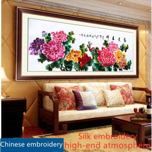 Mural Su Embroidery Peony Blossom Indoor Living Room Study Room Tea Restaurant Wall Painting Housewarming Gift Painting SP088