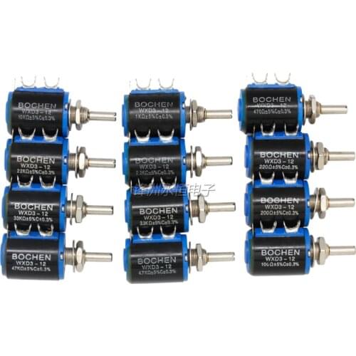 1PCS Short Body WXD3-12 Precision Multi-Turn Potentiometer 100R 200R 1K 2.2K 3.3K 4.7K 10K 22K 47K