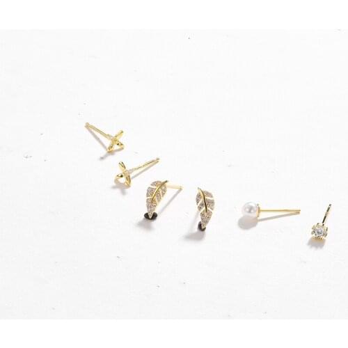 ZEMIOR 925 Sterling Silver Earrings For Women Sparkling Wing Flower And Zircon Pearl Stud Earring Set Hot Sale Fine Jewelry