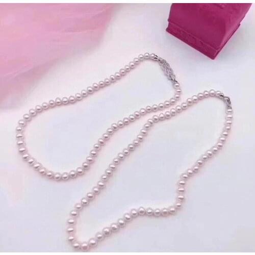 D1002 Pearl Necklace Fine Jewelry Almost Round 8-9mm Nature Fresh Water White Pearls Necklaces for Women Fine Presents