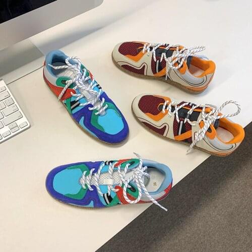 Mr Co Color Matching Retro Flat Casual Shoes Female Spring And Summer 2021 New Comfortable All-Match Sports Shoes Forrest Shoes