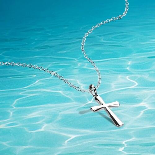 Christmas gift Simple Dainty 100% 925 sterling silver cross pendant necklace Fashion woman Chocker chain Lady silver jewelry