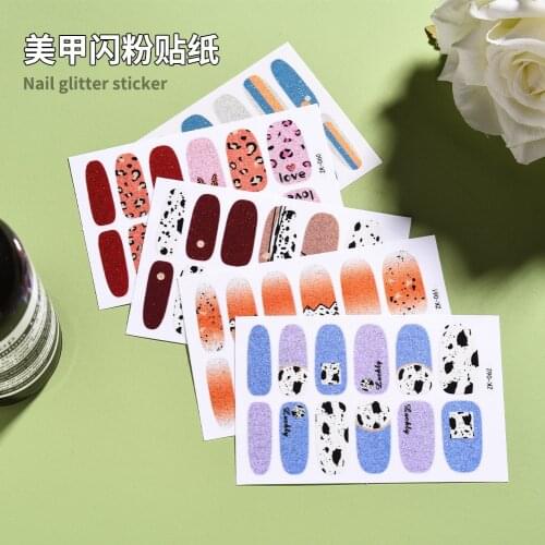 1Pcs Nail Glitter Sticker Gel Polish Nail Sticker Decals Tool Nail Art Paper Decoration Manicure Tattoos Nail Art Accessories