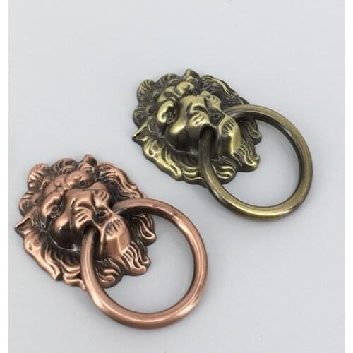 1xAntique Bronze Lion Head Drawer Ring Pull Kitchen Cabinet Dresser Knob Metal Pull Knobs for cabinets cupboards furniture doors