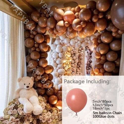 133pcs Retro Arch Garland Kits Balloon set For birthday Wedding Party Decoration Coffee Balloon Baby Shower Supplies