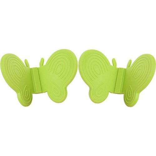 2 Pcs Butterfly Shaped Silicone Anti-scald Kitchen Tool Insulation Plate Clamps Clips