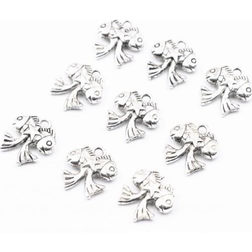 25pcs Silver Color Pendant Beads for Jewelry Making Fishes Spacer Beads Antique Bracelet Accessories Finding Handmade Craft A864