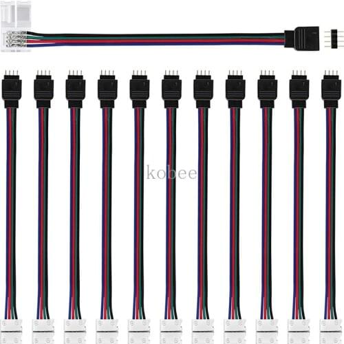 5pcs 4PIN Cable PCB Board Wire to 4 Pin Female Adapter 10mm 5050 3528 RGB LED Strip light connectors