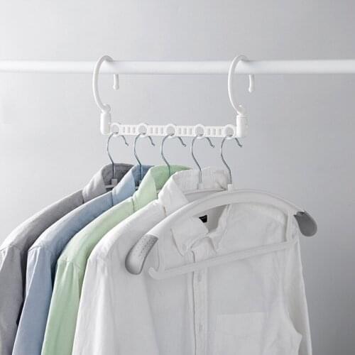 5Pcs/Set Storage Rack Plus 5 Hangers Multifunctional Drying Rack Household Magic Multilayer Folding Wardrobe Storage Shelf