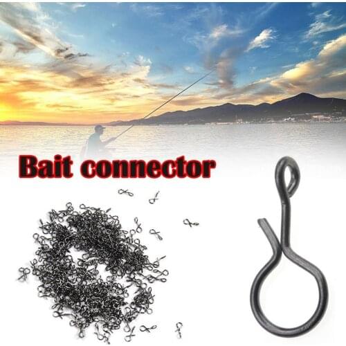 50PCS/bag Fly Fishing Snap Quick Change For Flies Steel Lures Lures Fly Lock Stainless Fishing Clip Fishing Black Snaps Hoo H3Z4