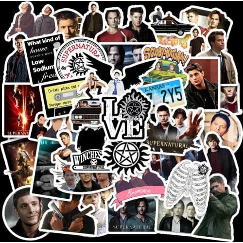 50pcs/pack Supernatural Classic TV Show Waterproof Stickers For Refrigerator Car Helmet DIY Gift Bicycle Guitar Notebook