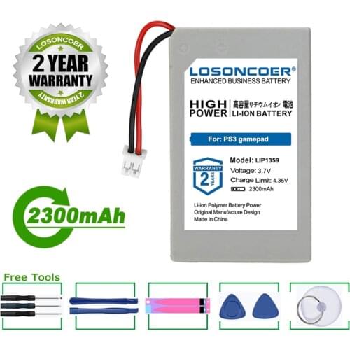 LOSONCOER Battery 2300mAh LIP1359 Battery For Sony PS3 CECHZC2E Dualshock 3 Wireless Controller +Free Tools