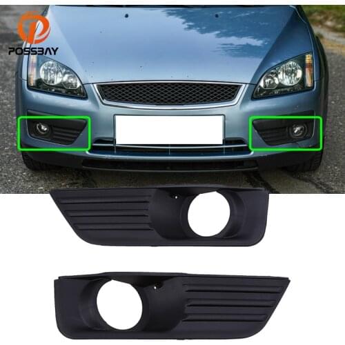 POSSBAY Fog Lamp Cover Fit for Ford Focus MK2 2005/2006-2008 Front Lower Bumper Fog Light Covers Grille Black Mesh Hood Grills