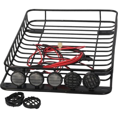 Roof Rack Luggage Carrier with 5 LED Lights RC Car Metal Parts For Traxxas TR X-4 Axial SCX10 90046 SCX10 III AXI03007 RC Car