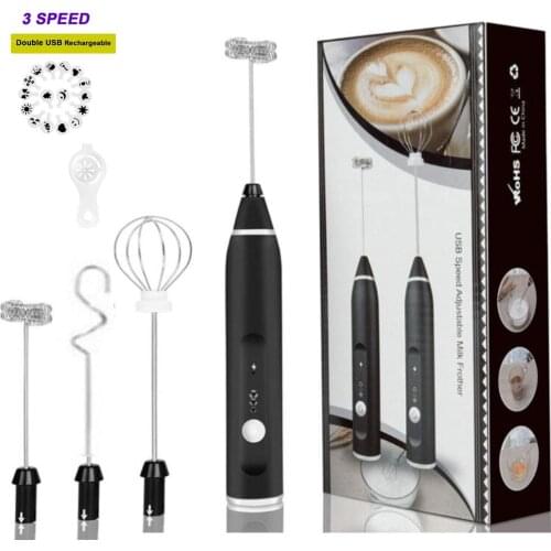 USB Rechargeable Blender Milk Frother 3 Speeds Electric Stainless Steel Handheld Mini Blender Drink Mixer for milk eggs
