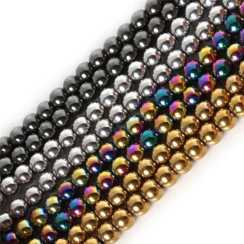 8mm Approx 53pcs Natural Stone Black Hematite Beads Round Loose Beads Beads For Jewelry Making DIY Jewelry Findings