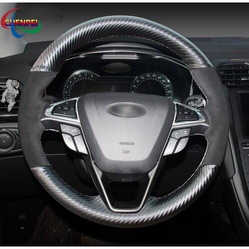DIY Anti-Slip PU Carbon Fiber Leather Car Steering Wheel Cover For Ford Mondeo Fusion 2013-2019 EDGE 2015-2019 Car Decoration