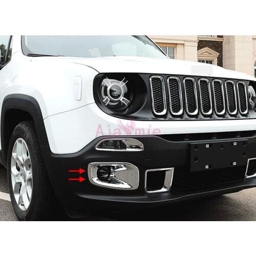 For Jeep Renegade 2016 2017 2018 Front Fog Lamp Cover Light Trims Protector Chrome Car Styling Accessories