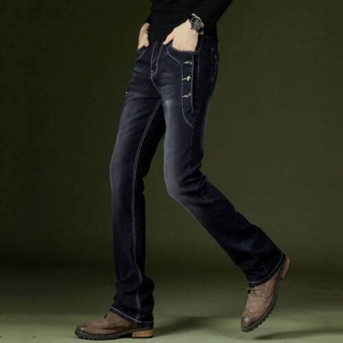 Jeans Men 2019 Spring and Autumn New Mens Micro-horn jeans Korean version of the Elastic Slim Trumpet Denim pants