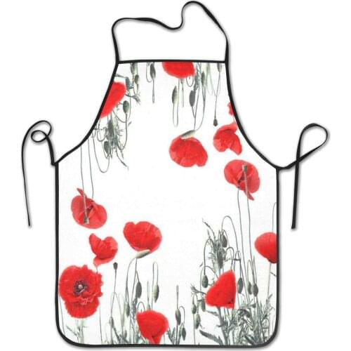 Apron Unisex Apron for Cooking Baking Gardening Red Poppies Flowers