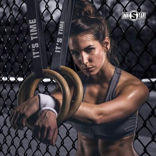 INNSTAR Birch Gymnastics Ring 28/32 mm Fitness Ring With Adjustable Long Buckle For Exercise Adult Children Home Gym Fitness