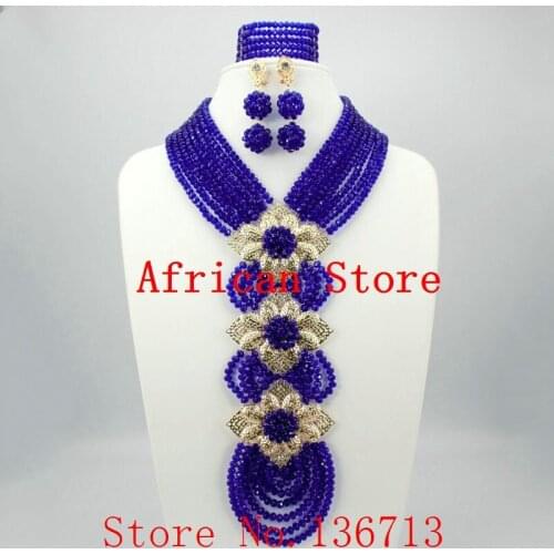 Amazing african beads jewelry set chain women Nigerian wedding crystal multi layer necklace/ earring Indian jewelry sets L077