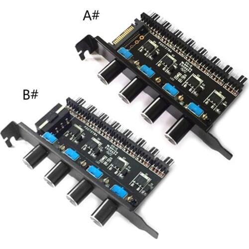 PC 8 Channels Fan Hub 4 Knob Cooling Fan Speed Controller for CPU Case HDD VGA PWM Fan PCI Bracket 12V Fan Control