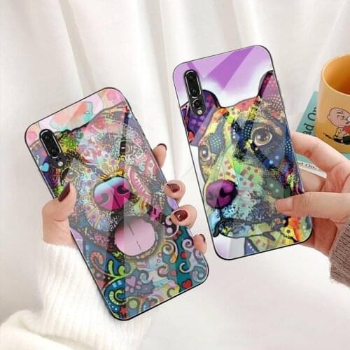 Cute Pitbull Dogs Pop Art Phone Case Tempered Glass For Huawei P30 P20 P10 lite honor 7A 8X 9 10 mate 20 Pro