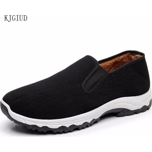Winter New Mens Cotton Shoes Plus Velvet Work Shoes Wear-resistant Non-slip Hiking Bottom Sports Shoes Men