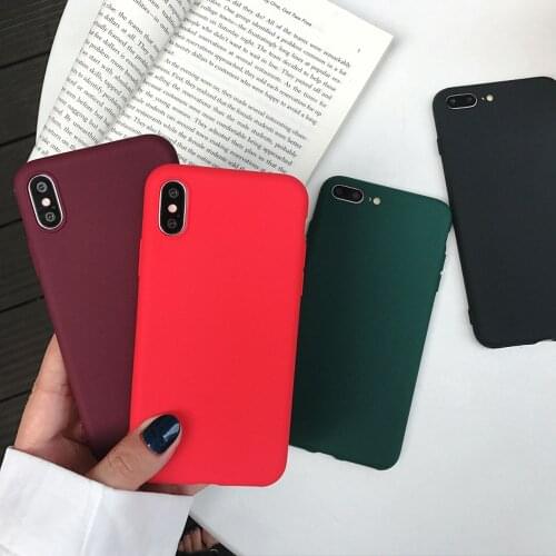 Luxury Soft Silicone Case on for iphone 5 5S SE X 7 8 Plus 6 6s Candy Color Matte TPU Cover for iphone XS XR XS Max Case